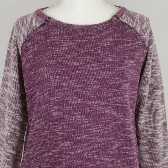 Champion Women's Medium Purple White Cotton Scoop Neck Raglan Sleeve Sweatshirt - Picture 2 of 9